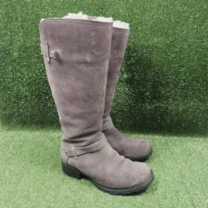 UGG 1917 Jillian Gray Suede Shearpa Lined Insulated Zip‎ Winter Riding Boots 6.5