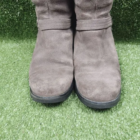 UGG 1917 Jillian Gray Suede Shearpa Lined Insulated Zip‎ Winter Riding Boots 6.5
