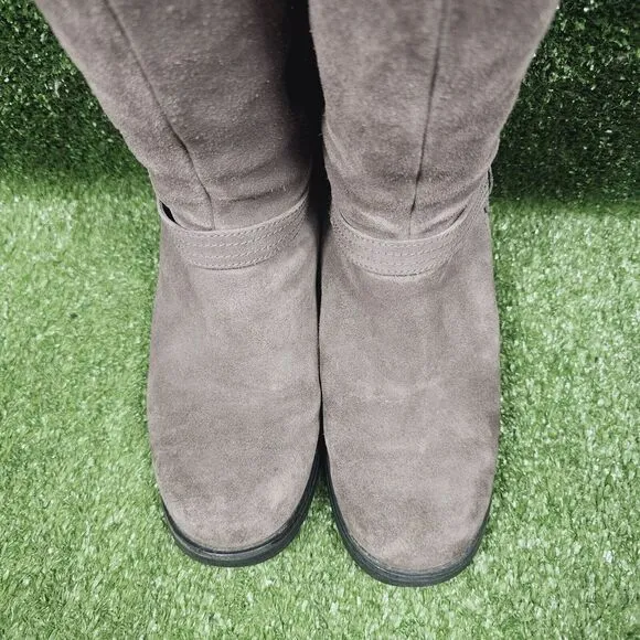 UGG 1917 Jillian Gray Suede Shearpa Lined Insulated Zip‎ Winter Riding Boots 6.5