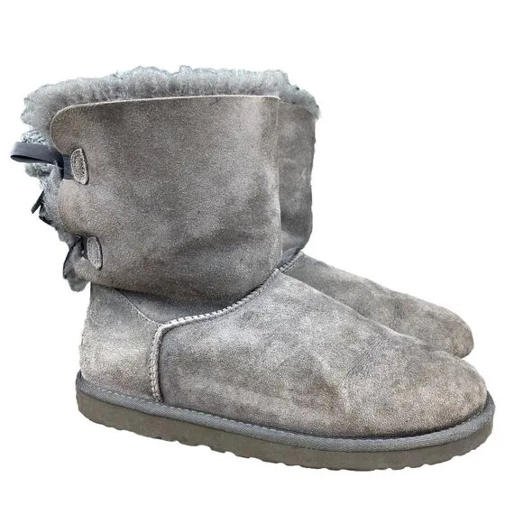 UGG Australia Bailey Bow Boots Dyed Sheep Fur Leather Women's 9