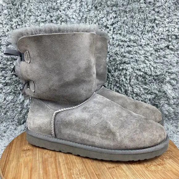 UGG Australia Bailey Bow Boots Dyed Sheep Fur Leather Women's 9