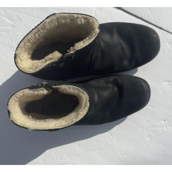 Ugg Australia Blakely Winter Ankle‎ Boots Women's Size 9.5 Black Fur Shoes