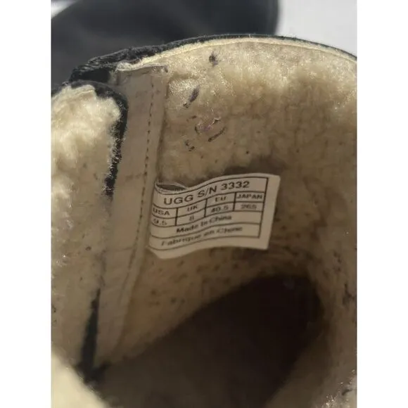 Ugg Australia Blakely Winter Ankle‎ Boots Women's Size 9.5 Black Fur Shoes