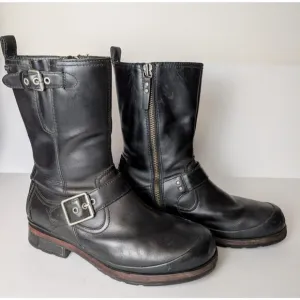 Ugg Australia Boots Men 11.5 Randell Black Leather Biker Zip Waterproof 1001915