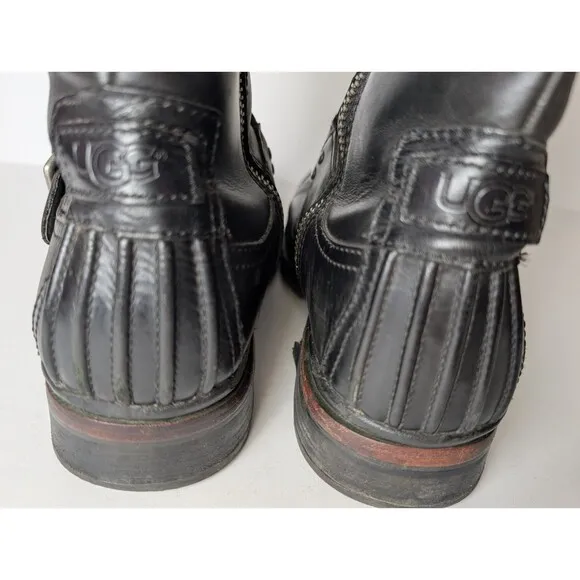 Ugg Australia Boots Men 11.5 Randell Black Leather Biker Zip Waterproof 1001915