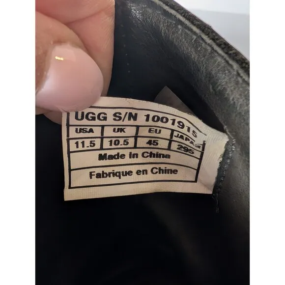Ugg Australia Boots Men 11.5 Randell Black Leather Biker Zip Waterproof 1001915