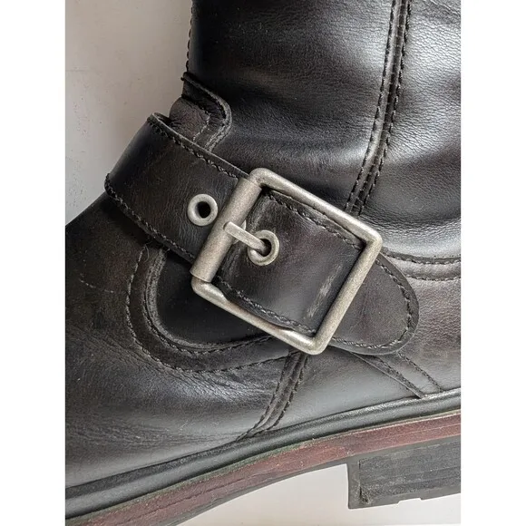 Ugg Australia Boots Men 11.5 Randell Black Leather Biker Zip Waterproof 1001915