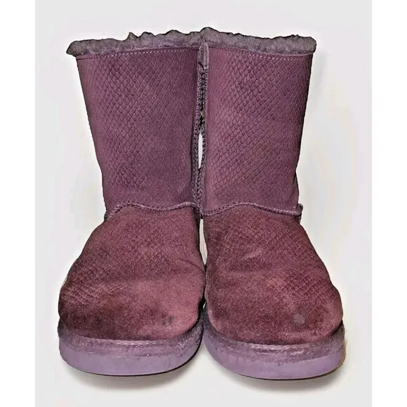 UGG Australia Boots Women 8 Purp Bailey Bow Exotic Scale Wild Grape 1007526