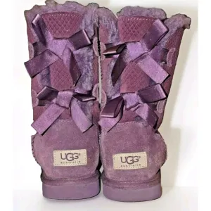UGG Australia Boots Women 8 Purp Bailey Bow Exotic Scale Wild Grape 1007526