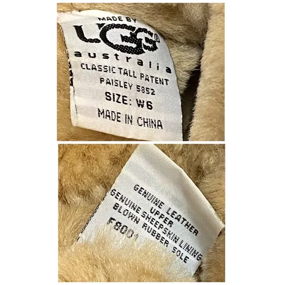 UGG Australia Classic Tall Sheepskin Winter Boots Sz 6 Paisley Chestnut Brown