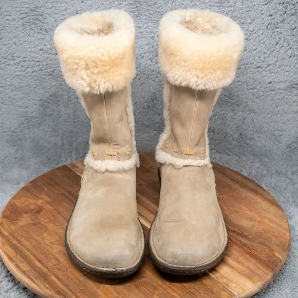 UGG AUSTRALIA ELIJO 5137 US 8 M Leather Ivory Shearling Winter Boots