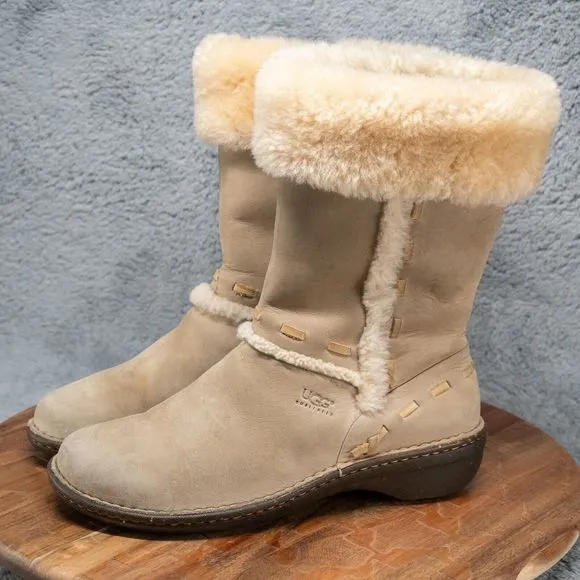 UGG AUSTRALIA ELIJO 5137 US 8 M Leather Ivory Shearling Winter Boots