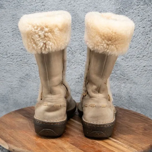 UGG AUSTRALIA ELIJO 5137 US 8 M Leather Ivory Shearling Winter Boots