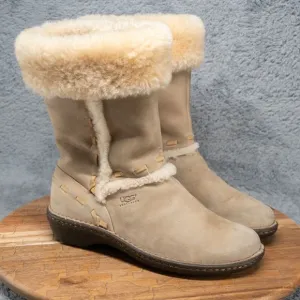 UGG AUSTRALIA ELIJO 5137 US 8 M Leather Ivory Shearling Winter Boots
