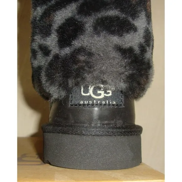 UGG Australia KIDS ELLEE Black Leopard Cuff Boots TODDLER Size US 11 NIB 1003723