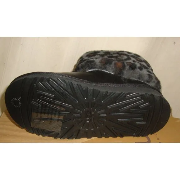UGG Australia KIDS ELLEE Black Leopard Cuff Boots TODDLER Size US 11 NIB 1003723