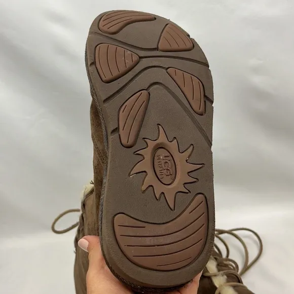 UGG Australia Whitley Suede Espresso Brown Lace‎ up Winter Boots Size 7