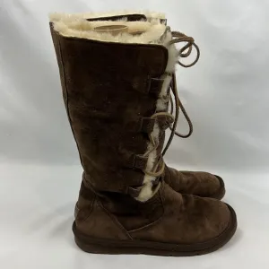 UGG Australia Whitley Suede Espresso Brown Lace‎ up Winter Boots Size 7
