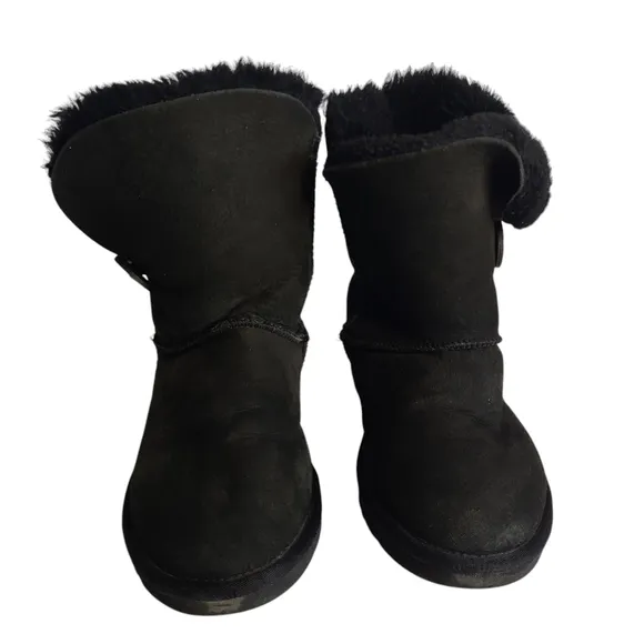 UGG Australia Women's Black Suede/fur Bailey Button II Boots Size 7