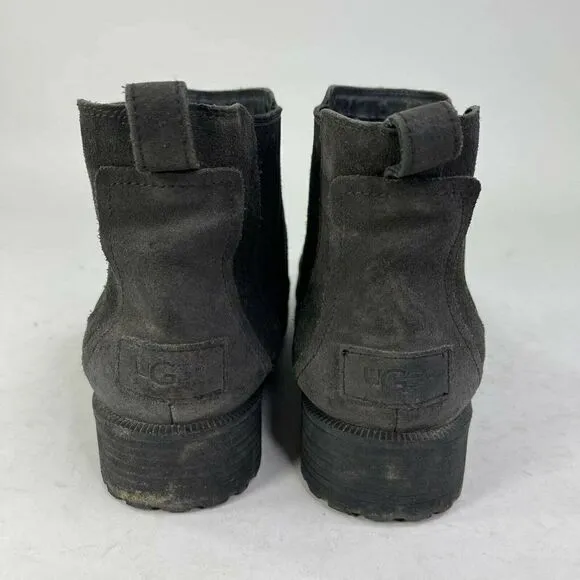 UGG Australia Women's Bonham II Black US 9.5 Leather Fur Chelsea Ankle Boots