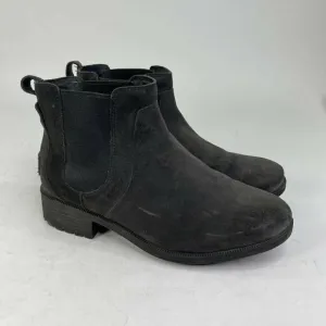 UGG Australia Women's Bonham II Black US 9.5 Leather Fur Chelsea Ankle Boots