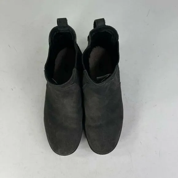 UGG Australia Women's Bonham II Black US 9.5 Leather Fur Chelsea Ankle Boots