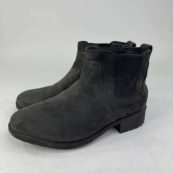 UGG Australia Women's Bonham II Black US 9.5 Leather Fur Chelsea Ankle Boots