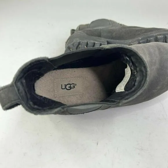 UGG Australia Women's Bonham II Black US 9.5 Leather Fur Chelsea Ankle Boots