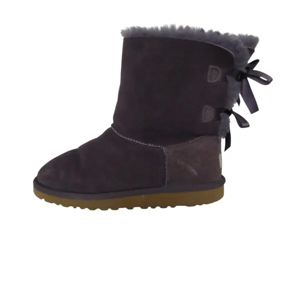 UGG Bailey Bow II Purple Suede Sheepskin Fur Lined Winter Boots Girls 5