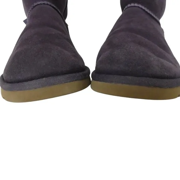 UGG Bailey Bow II Purple Suede Sheepskin Fur Lined Winter Boots Girls 5
