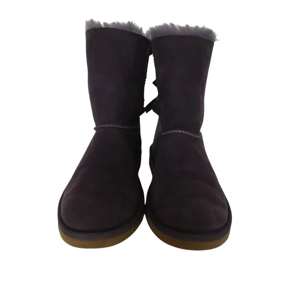 UGG Bailey Bow II Purple Suede Sheepskin Fur Lined Winter Boots Girls 5