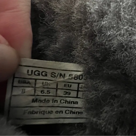 UGG Bailey Button Fur Boots in Dark Gray Size Women’s 8