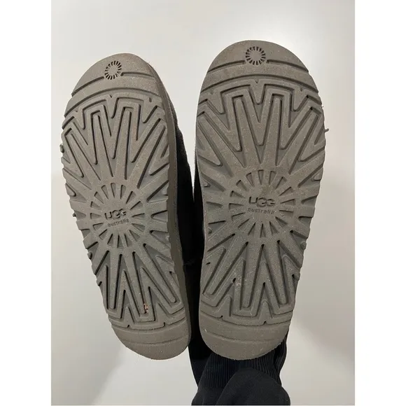 UGG Bailey Button Fur Boots in Dark Gray Size Women’s 8