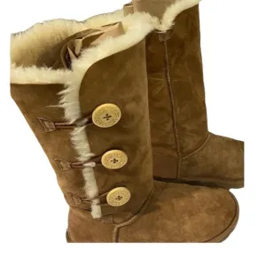 UGG® Bailey Suede Button Triplet II Water-Repellent Tall Boots Size 7 Ch…