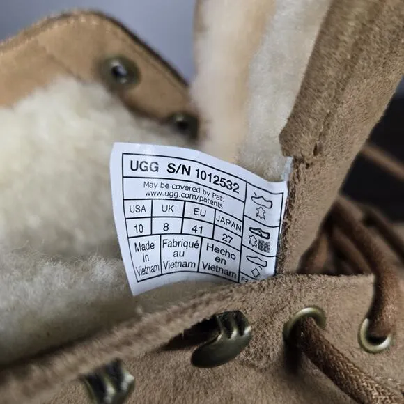 UGG Bethany Womens Size 10 Lace Up Boots Shoes Brown Fur Lined Winter