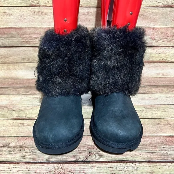 Ugg Black Leather Ellee Winter Boots