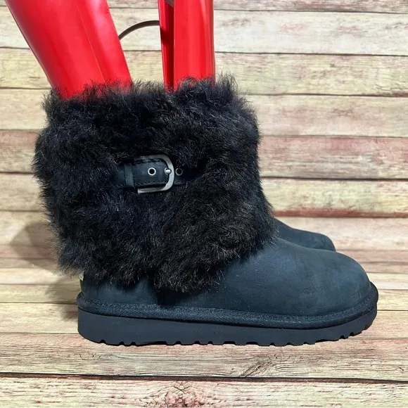 Ugg Black Leather Ellee Winter Boots