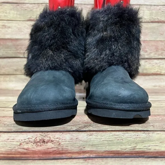 Ugg Black Leather Ellee Winter Boots