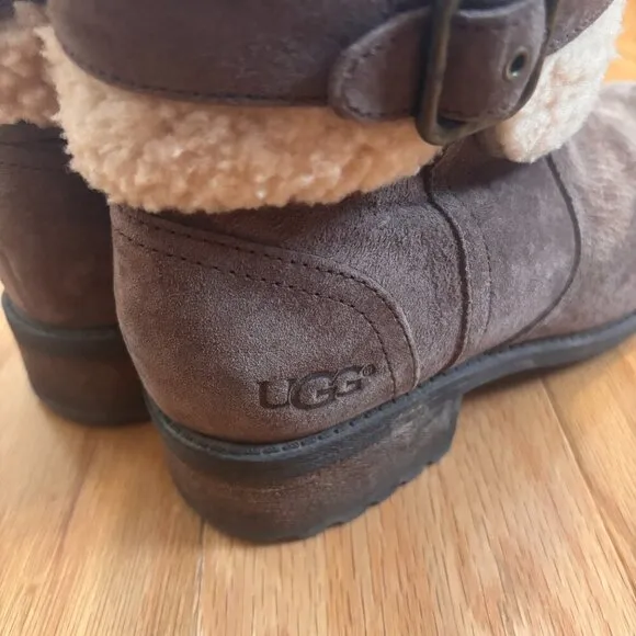 UGG Blayre II Lodge Leather Fur Boots US6.5 Womens Shearling Winter Snow Boot