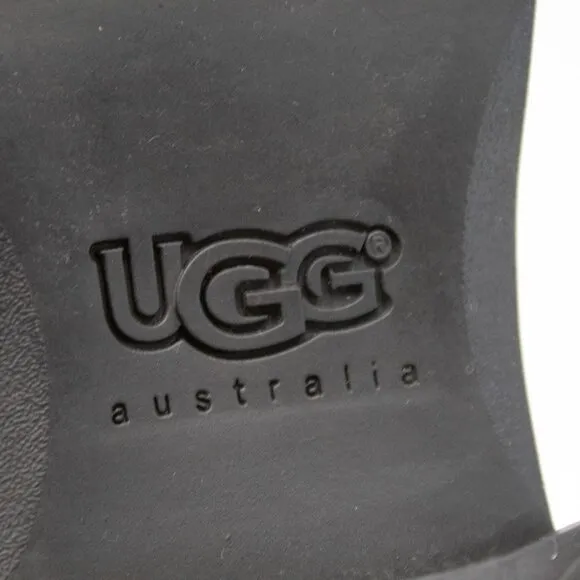 UGG Boots Bellevue Fold Down Black Suede Leather Shearling Wool Lined Women's 10