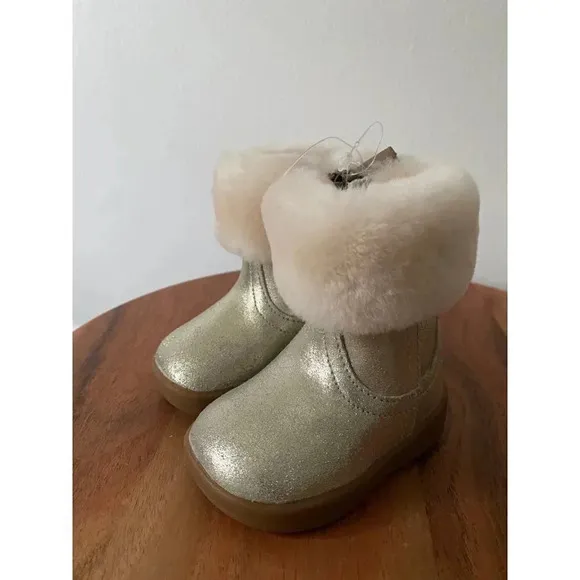 Ugg Boots Girls' 1 Jorie Metallic Wool Lined Fur Cuff NWT