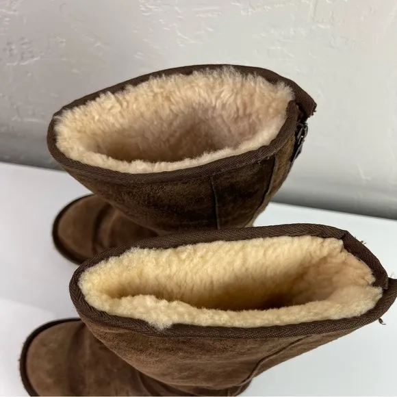 Ugg Boots Knightsbridge Dark Chocolate Brown Suede Tall Zip Back Fur Lined Suede