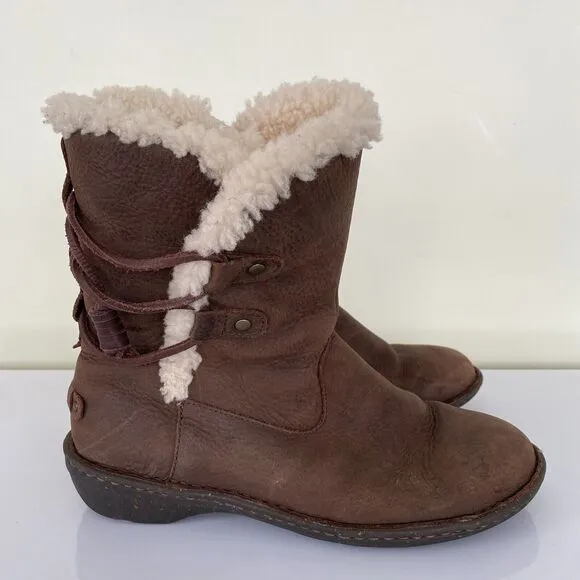 Ugg Boots Size 9 Akadia Brown Shearling Lined Winter Boho Cabincore Classic
