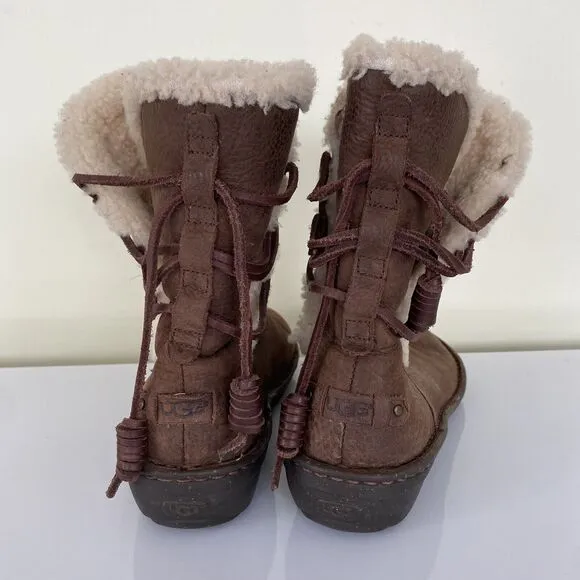 Ugg Boots Size 9 Akadia Brown Shearling Lined Winter Boho Cabincore Classic