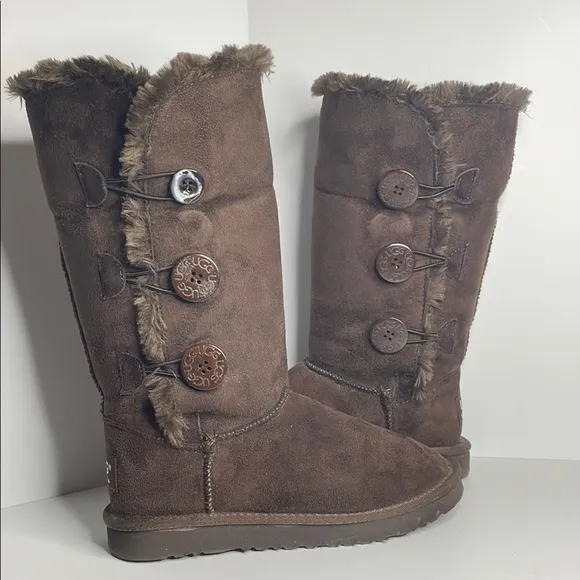 UGG Brown Winter Boots with Fur Trim