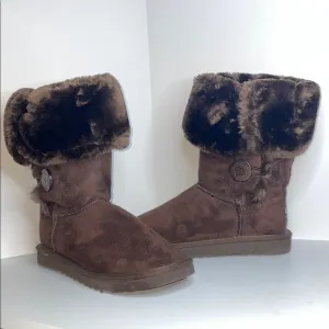 UGG Brown Winter Boots with Fur Trim