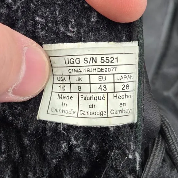 Ugg Butte Black Waterproof Insulated Casual Lifestyle Winter Boots Mens 10 5521