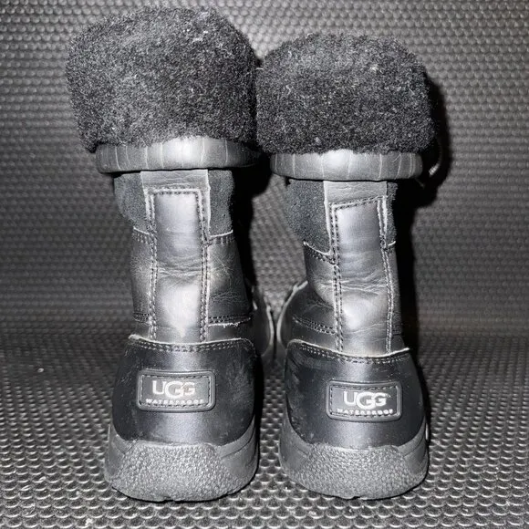 UGG Butte Waterproof Black Leather Winter Snow Boots Shoes Men’s Size 6