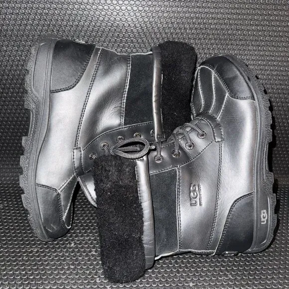 UGG Butte Waterproof Black Leather Winter Snow Boots Shoes Men’s Size 6