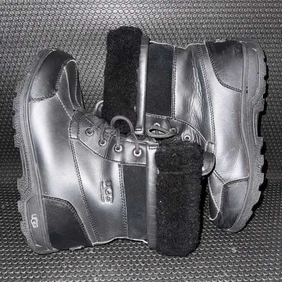 UGG Butte Waterproof Black Leather Winter Snow Boots Shoes Men’s Size 6